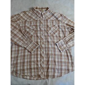 Vintage 90s Wrangler Wrancher Pearl Snap Western Shirt XXL Plaid Long Sleeve
